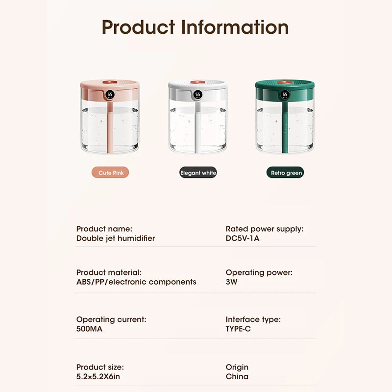 Humidifier With Night Light 2L