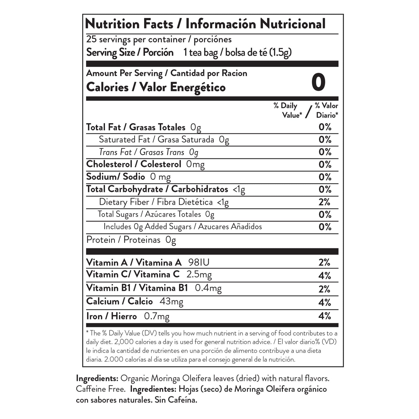 Organic Moringa Tea: Lemon & Chamomile