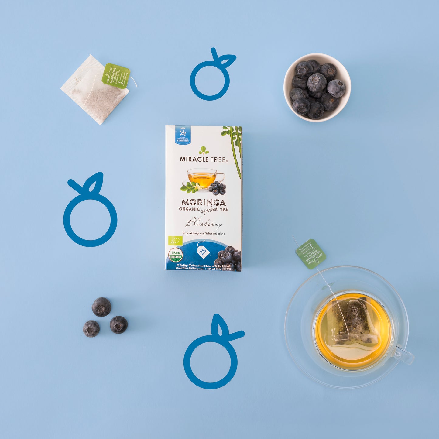 Organic Moringa Tea: Blueberry
