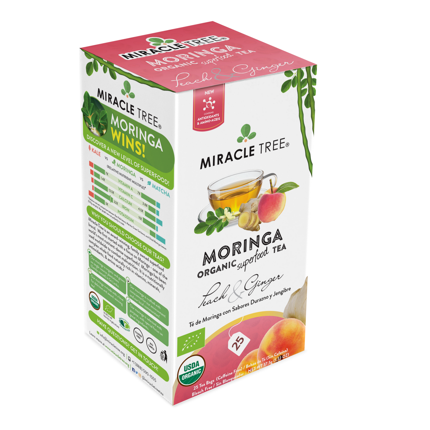 Organic Moringa Tea: Peach & Ginger