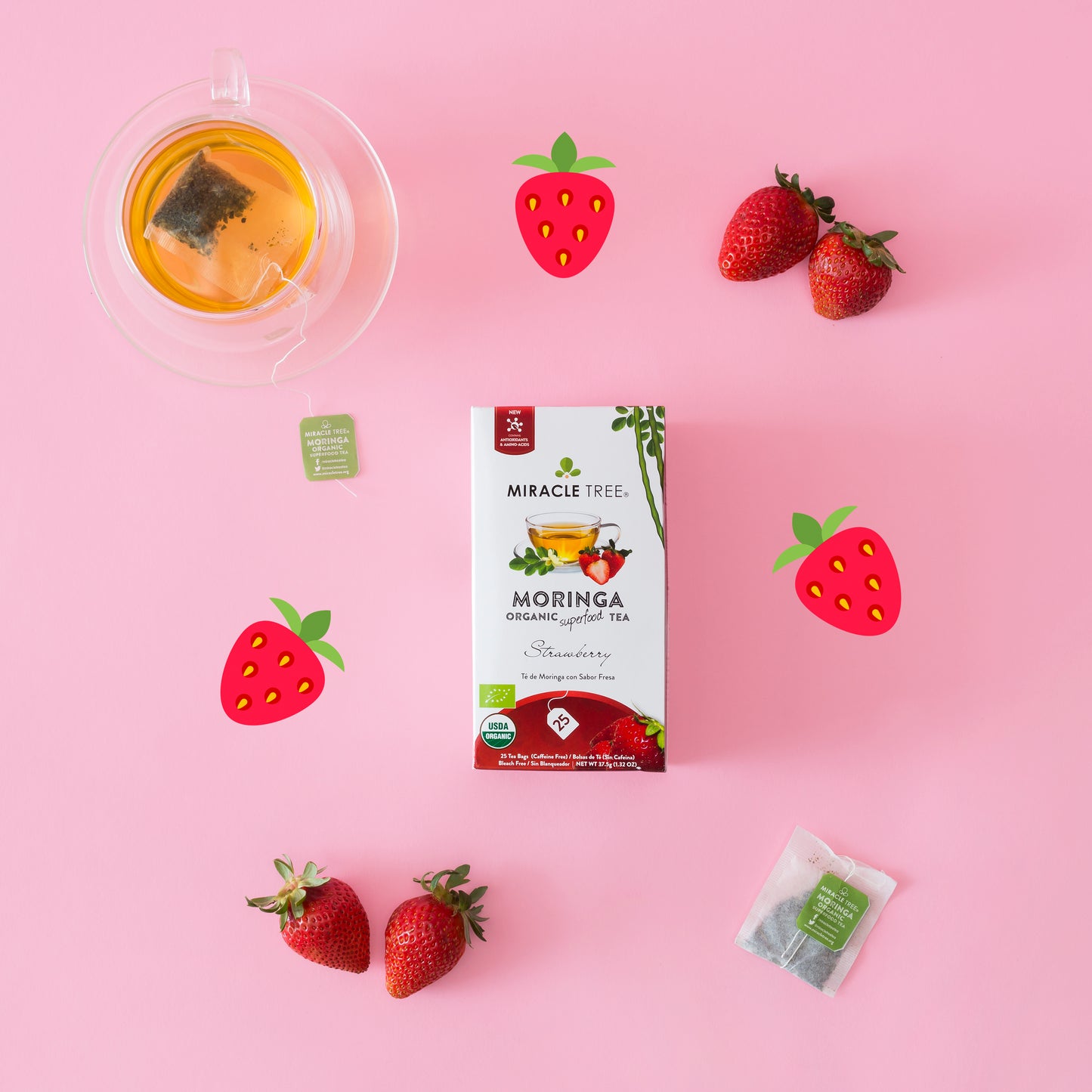 Organic Moringa Tea: Strawberry