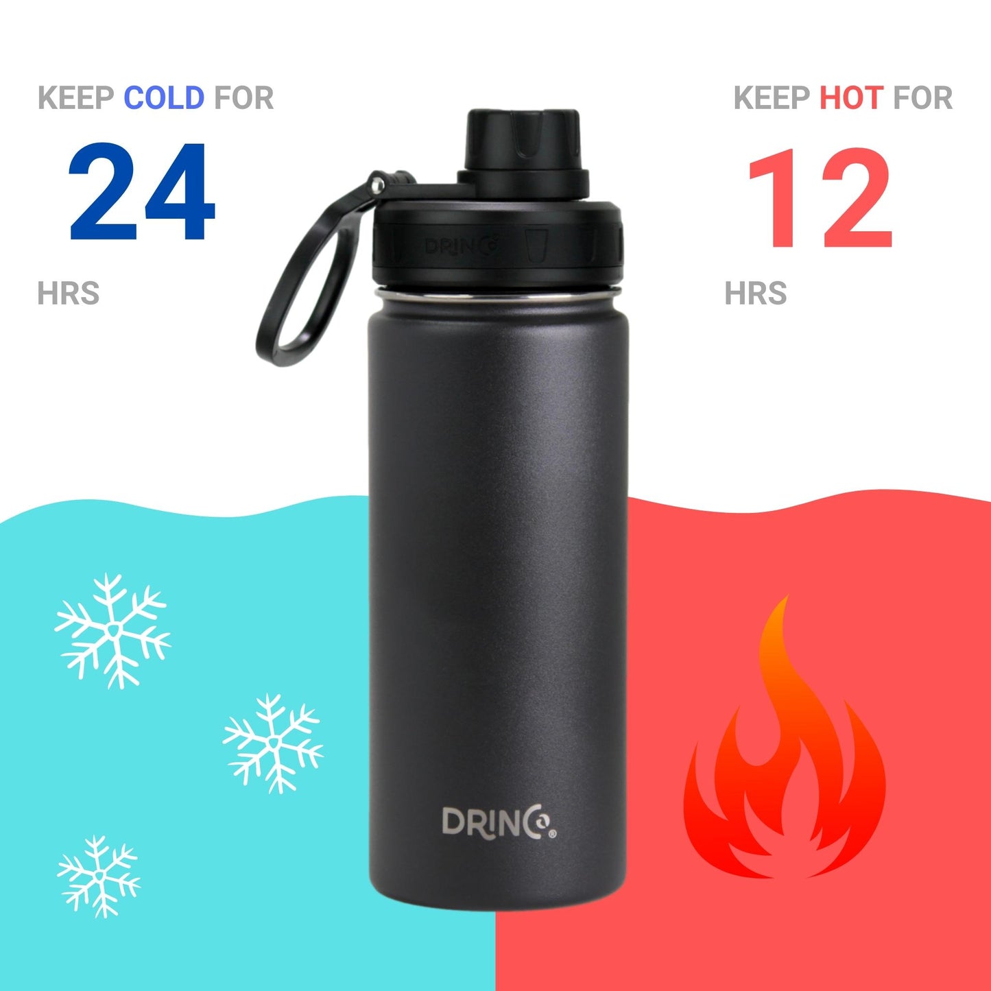 18oz Stainless Steel Water Bottle