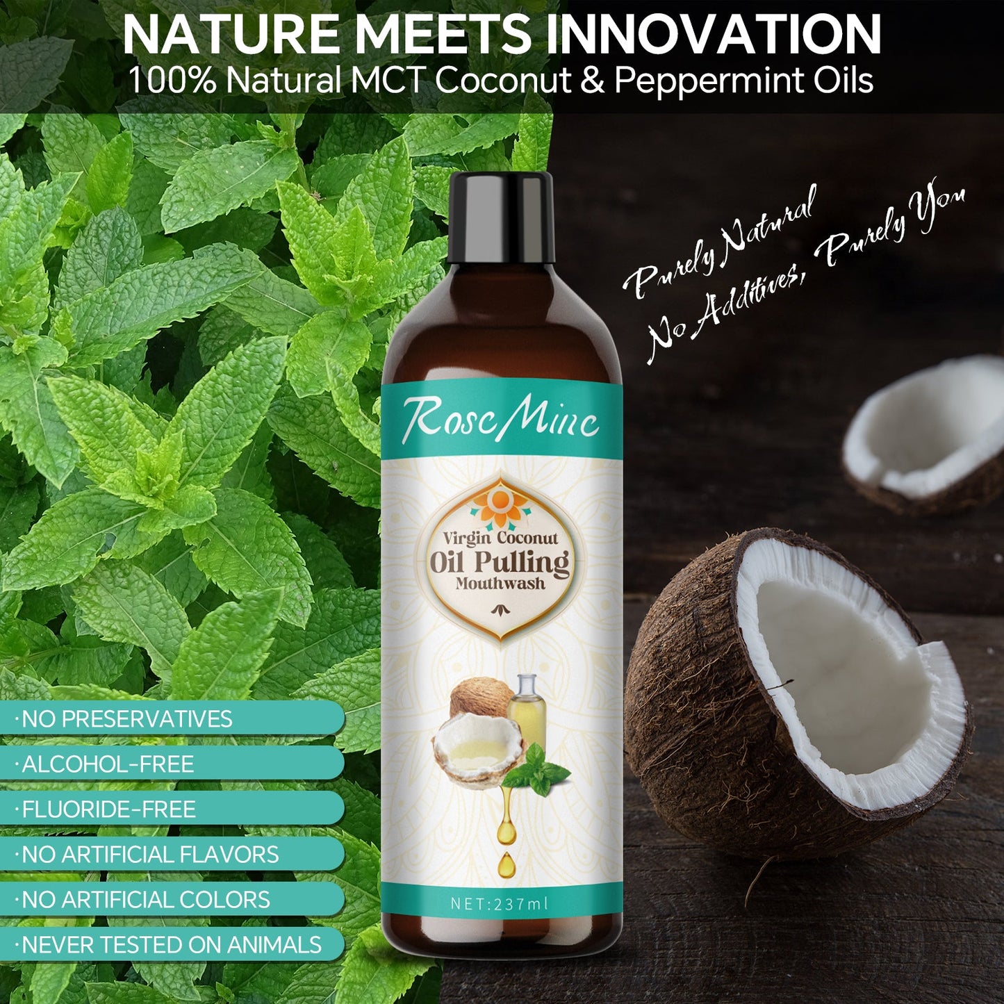 Mint Flavored Virgin Coconut Oil Mouthwash (Oil Pulling)