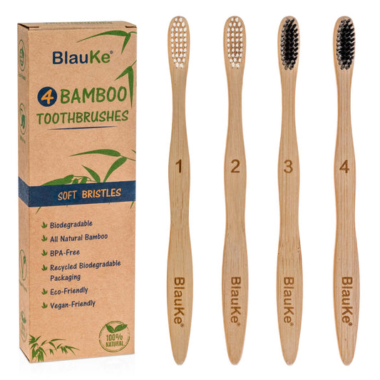 Organic Bamboo Toothbrush Set 4 Pack