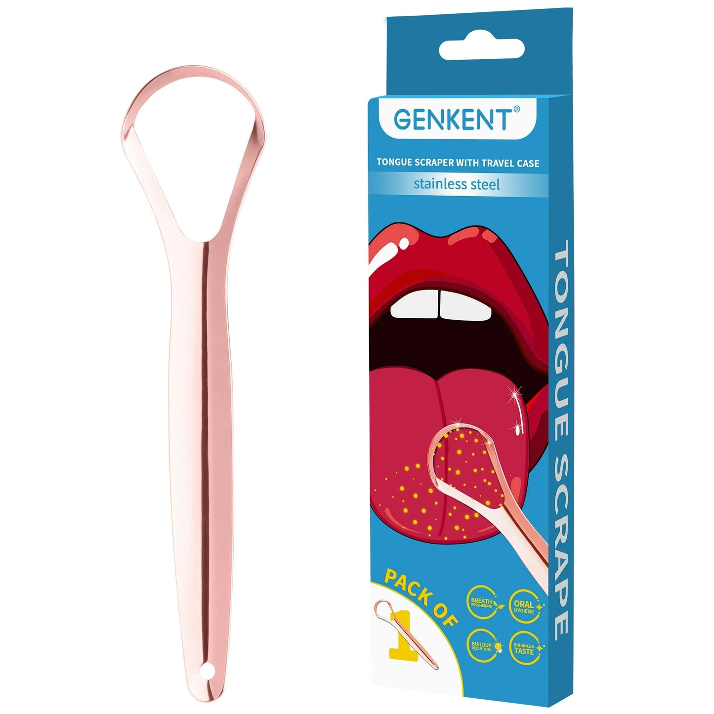 Stainless Steel Tongue Scraper With Case