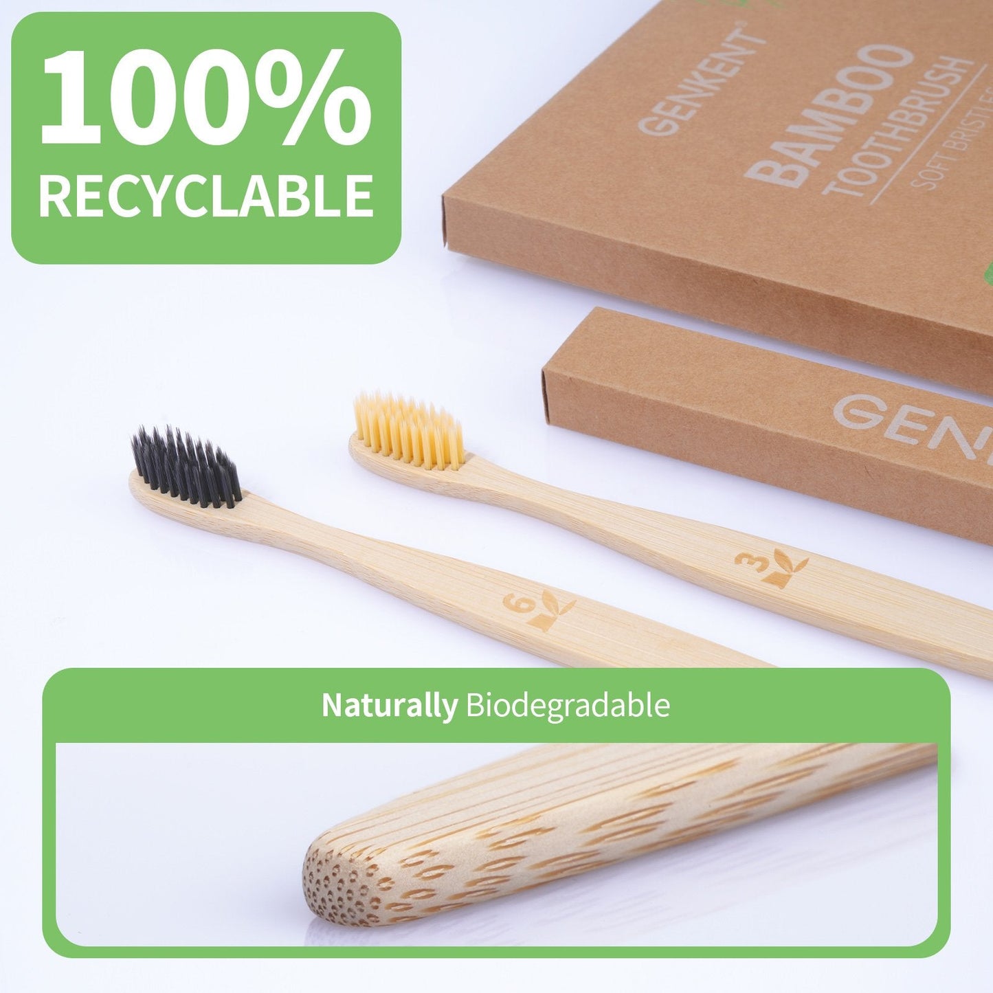 Bamboo Toothbrushes 12 Pack (Individually Wrapped)