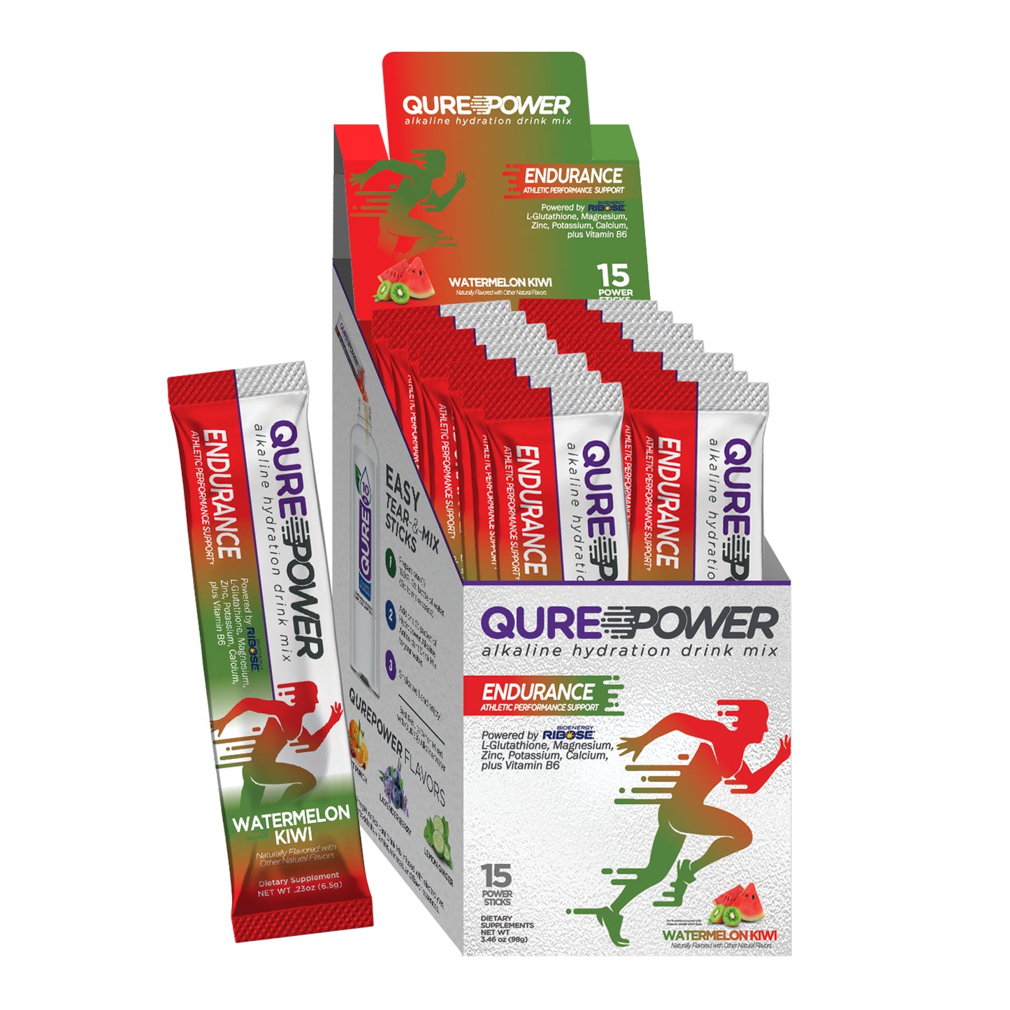 QURE Power Endurance Support Stick: Watermelon Kiwi