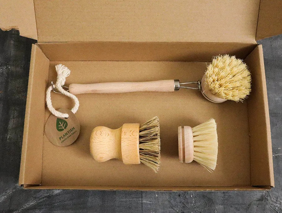 Natural Zero Waste Kitchen Brush Set