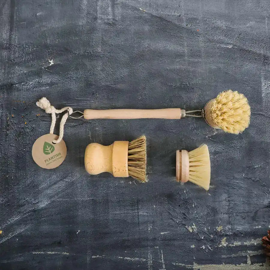 Natural Zero Waste Kitchen Brush Set